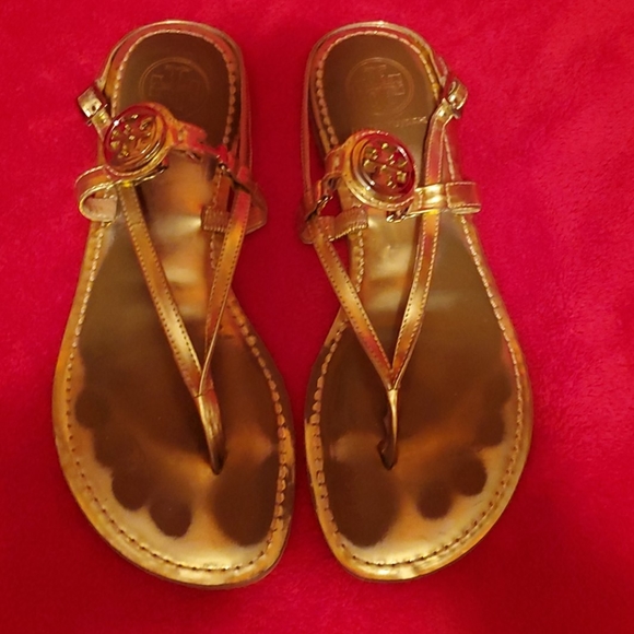 Tory Burch Shoes - Tory Burch Ali Gold Mettalic Thong Sandal
